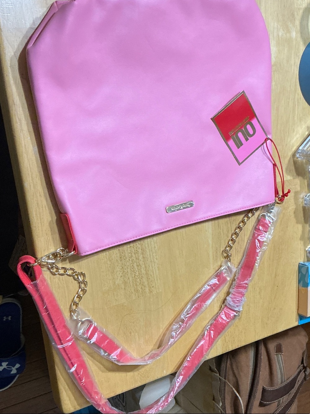 Juicy Couture Pink Shoulder Tote with Gold Chain Strap